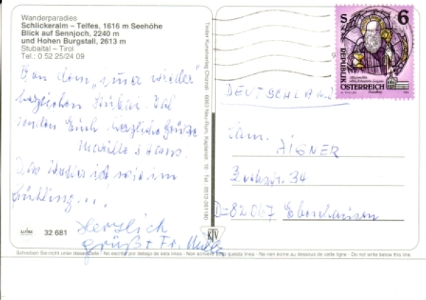 Schlickeralm - Telfes - A 19xx 95 0047 ●